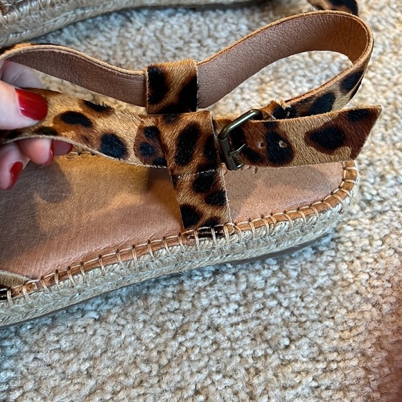 Madewell asymmetrical Espadrille Sandals Calf hair leopard black brown shoe 10 - Picture 6 of 10